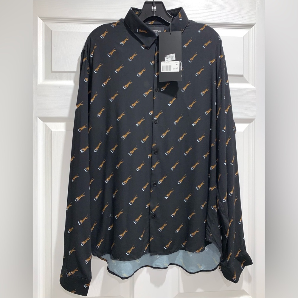 THE KOOPLES NWT $169 Wild Monogram Viscose Shirt, Size XL.